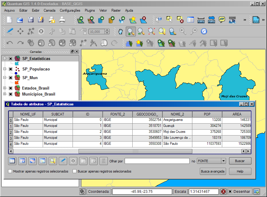 QGIS Join de Tabelas: Resultado Final