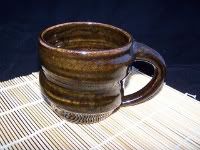 Funky Temmoku spiral mug, standard size