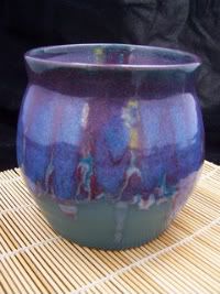 Quirky Turquoise and Purple wide vase