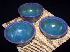 Small Bowl Trio in Turquoise and Purple