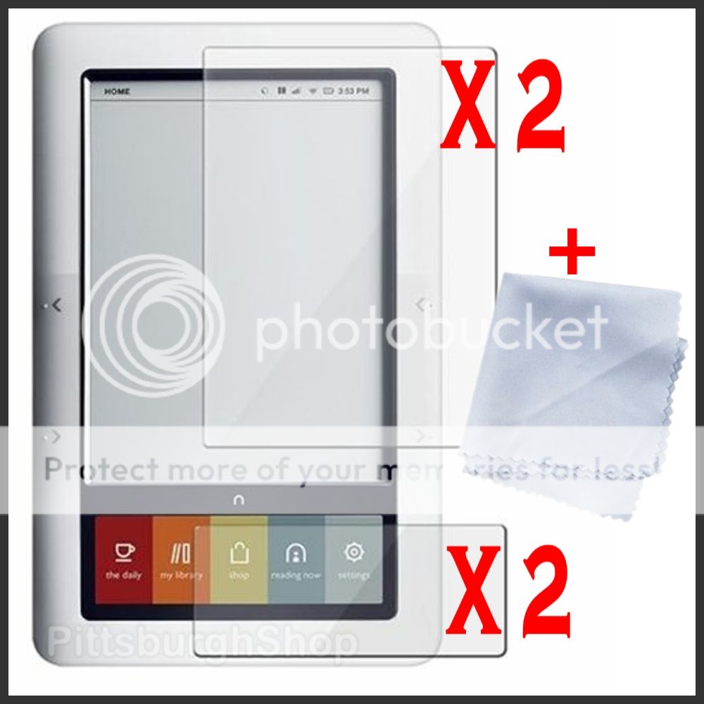 2 x Screen Protector Film 2 LCD Kit Barnes Noble Nook 1st Gen Microfiber Cloth